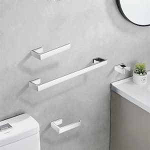 4-Piece Bath Hardware Set with Mounting Hardware in Silver