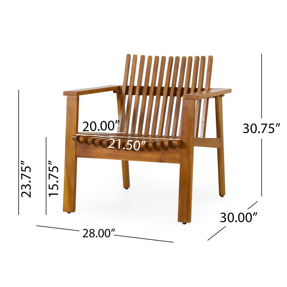 Teak Acacia Wood Slatted Club Chair with Armrests