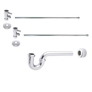 1-1/2 in. x 1-1/2 in. Brass P-Trap Lavatory Supply Kit, Polished Chrome