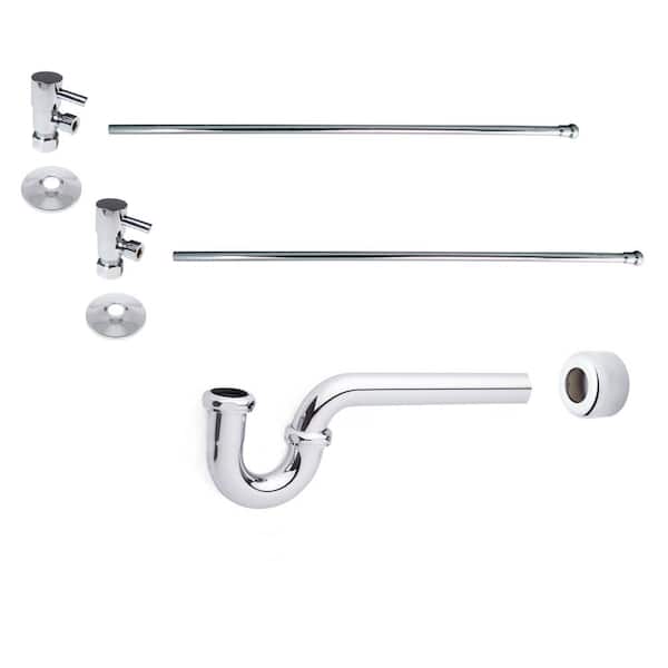 Westbrass 1-1/2 in. x 1-1/2 in. Brass P-Trap Lavatory Supply Kit, Polished Chrome