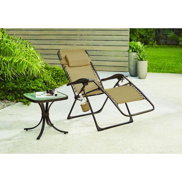 Lounge Chair Zero Gravity Sling Outdoor Weather-Resistant Chaise in Dark Brown 