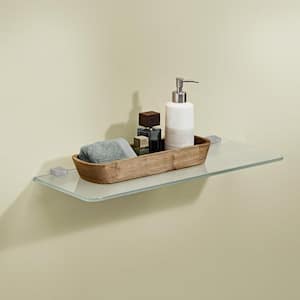 GLASSLINE 23.6 in. x 7.9 in. x 0.31 in. Frosted Glass Decorative Wall Shelf without Brackets