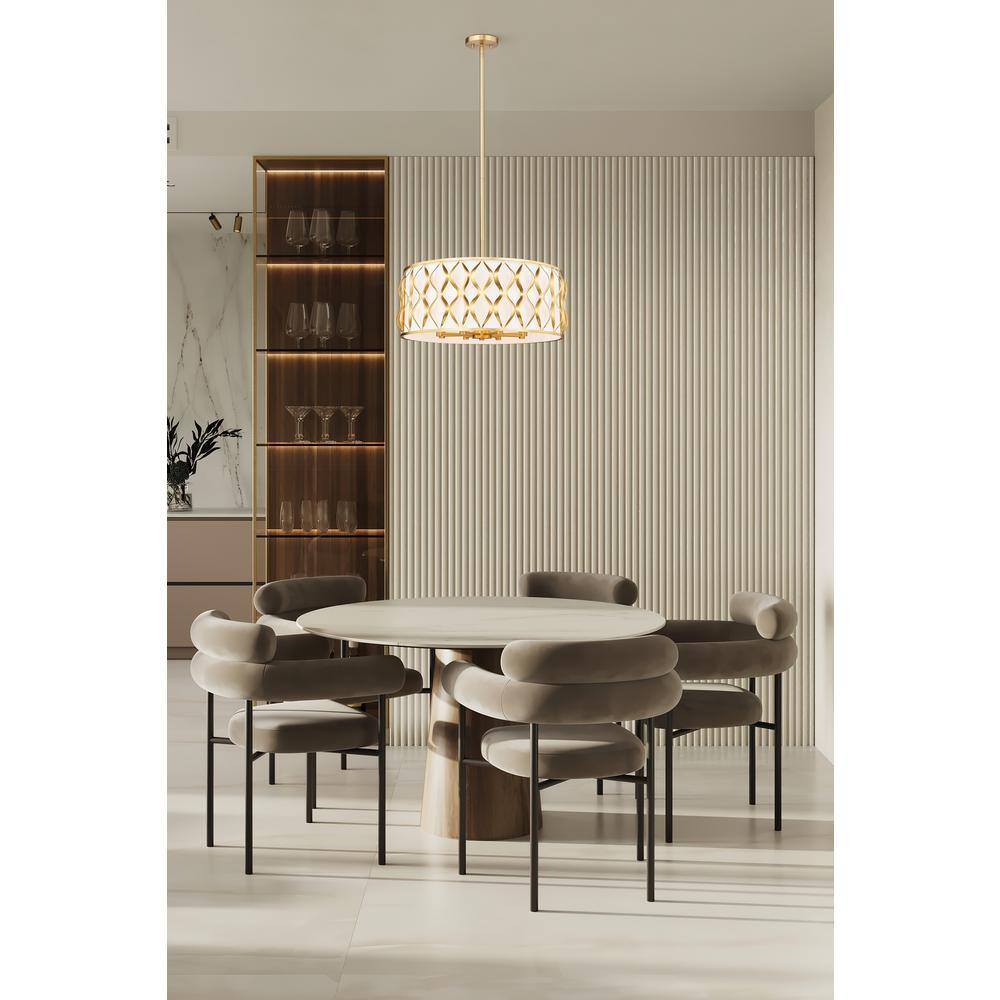 Modern Gold Drum 8-Light Indoor/Outdoor Pendant