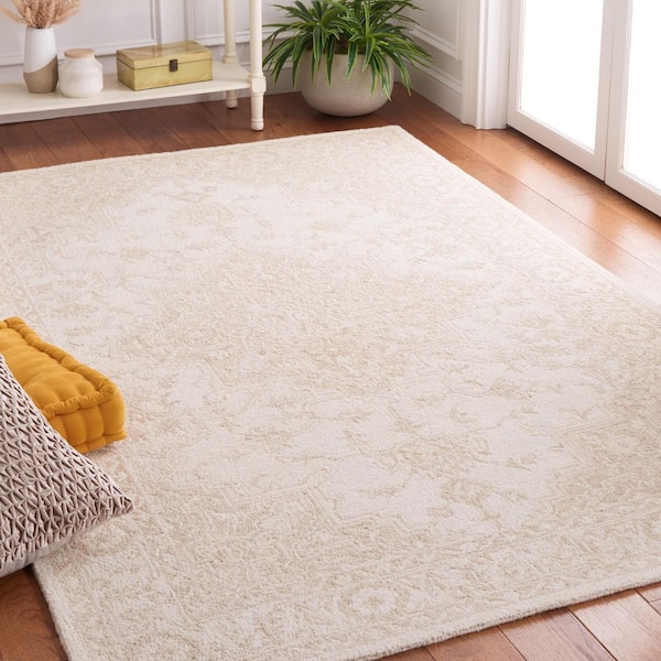Metro 2 ft. x 3 ft. Beige/Ivory Ornate Border Area Rug