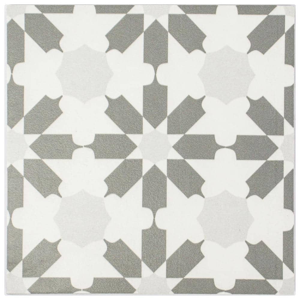 Felix 7x7 Greyscale Matte Porcelain Patterned Tile