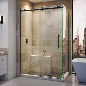 Enigma Air 48.38 in. W x 76 in. H Rectangular Sliding Frameless Corner Shower Enclosure in Matte Black with Clear Glass