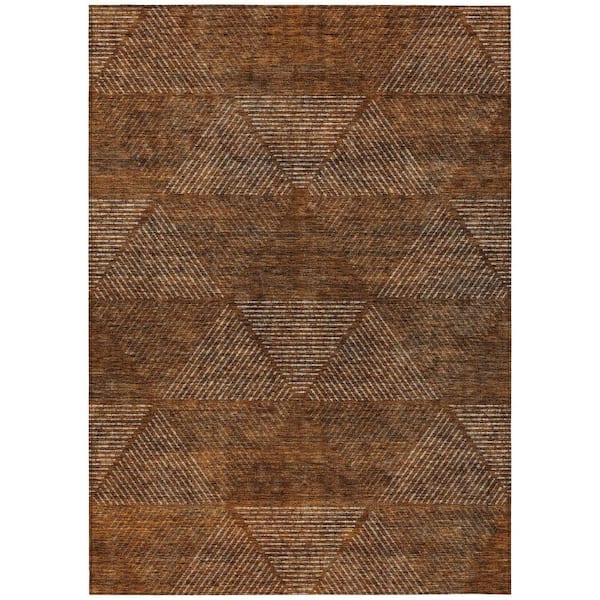 Chantille Machine Washable Indoor/Outdoor Abstract ACN777 Terracotta 10 ft. x 14 ft. Area Rug