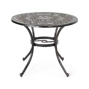 Shiny Copper Cast Aluminum Round Outdoor Dining Table