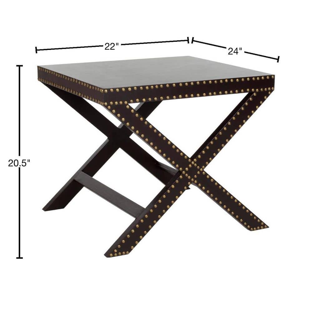 Transitional Jeanine Charcoal Grey Wood and Metal Rectangular End Table