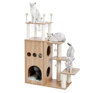 Beige Modern Cat Tree Featuring with Fully Sisal Covering Scratching Posts