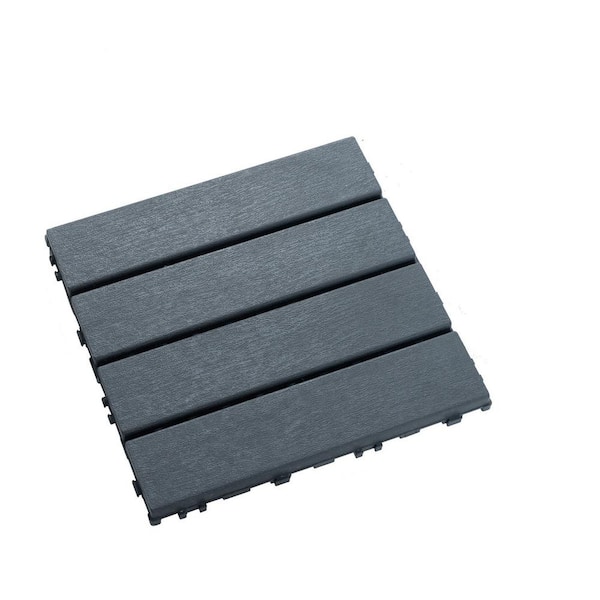 Outdoor 1 ft. x 1 ft. Composite Interlocking Tile Deck Tile in Gray (44 Per Box)
