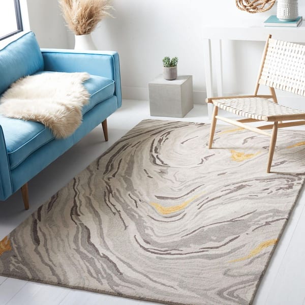 Soho 4 ft. x 6 ft. Gray/Gold Marble Area Rug