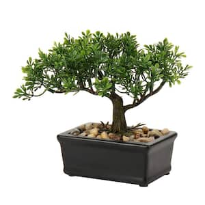 6 in. Artificial Bonsai Tree Juniper Faux Plants with Ceramic Pots for Home Table Office Desk