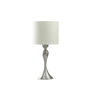 24.5 in. Bailey Brushed Silver Modern Candlestick Metal Table Lamp