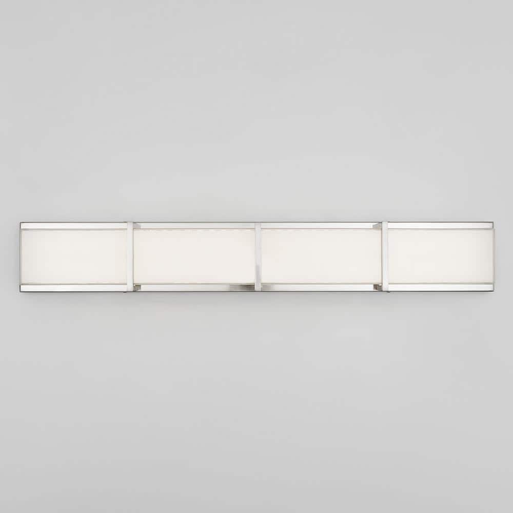 Modern Brushed Nickel 35" LED Vanity Light with Clear Glass Shade