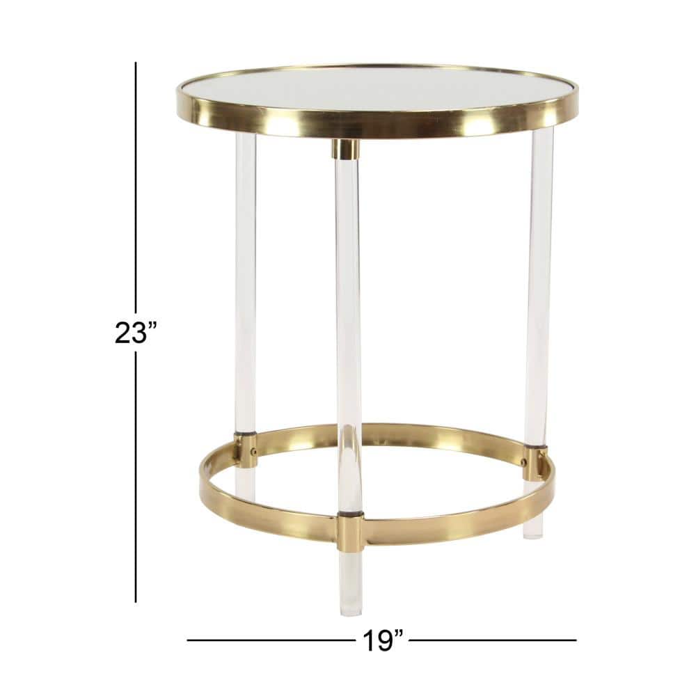 Elegant Gold Round Acrylic Accent Table with Mirrored Top