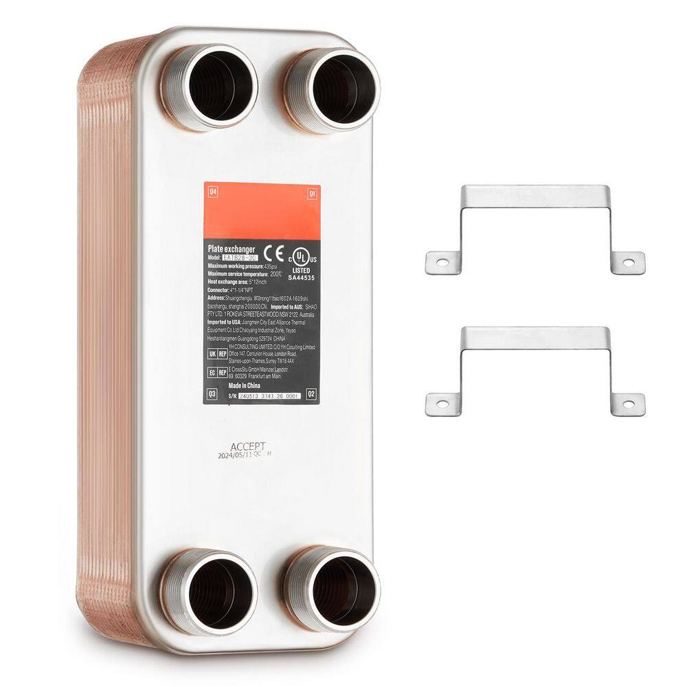 Heat Exchanger, 5 x 12 in. 30-Plates Brazed Plate Heat Exchanger, 316 L Stainless Steel Water To Water Heat Exchanger price history on PriceWatchPro