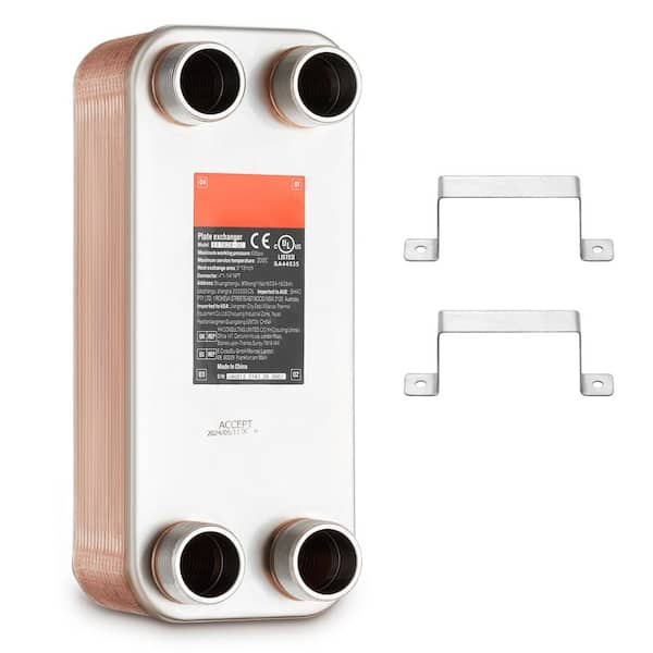 Heat Exchanger, 5 x 12 in. 30-Plates Brazed Plate Heat Exchanger, 316 L Stainless Steel Water To Water Heat Exchanger