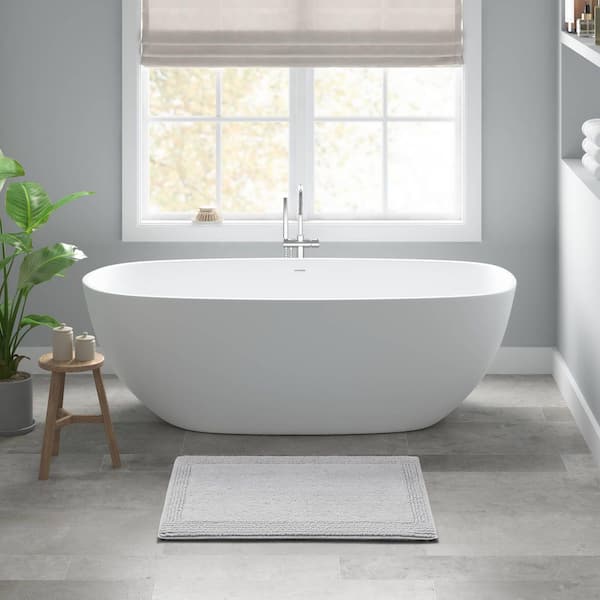 MADISON PARK Signature Splendor Grey 21 in. x 34 in. 100% Cotton Tufted 3000 GSM Reversible Bath Mat Rug