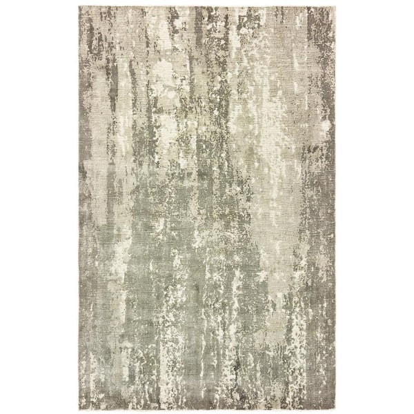 AVERLEY HOME Formosa Ivory/Gray 6 ft. x 9 ft. Abstract Distressed Modern Hand-Loomed Viscose Indoor Area Rug