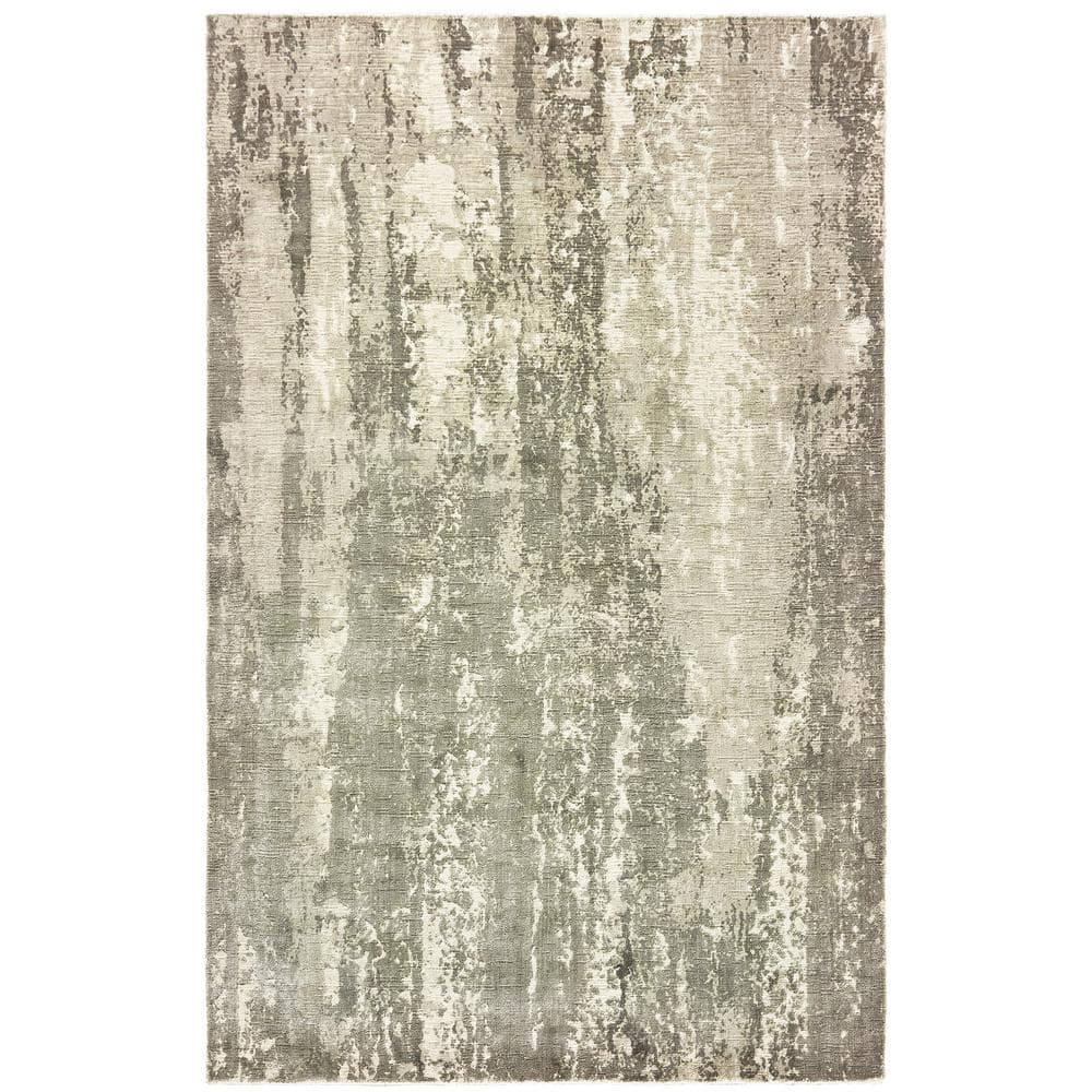 Formosa Ivory/Gray 10 ft. x 14 ft. Abstract Distressed Modern Hand-Loomed Viscose Indoor Area Rug price history on PriceWatchPro