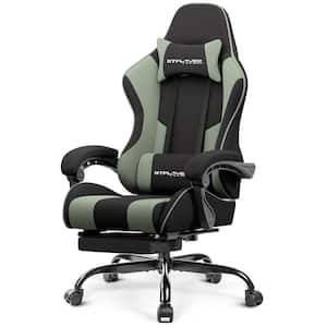 Gaming Chair Fabric Computer Chair with Footrest Height Adjustable Game Chair,Green
