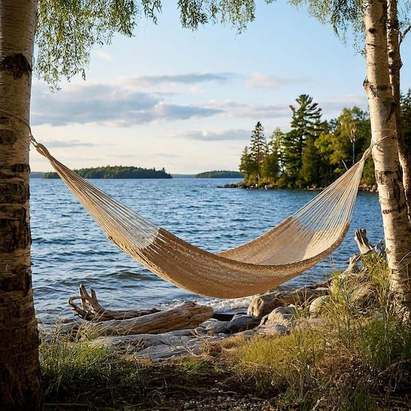 13 ft. Portable Hammock Bed Double Hammock for Outside in Beige