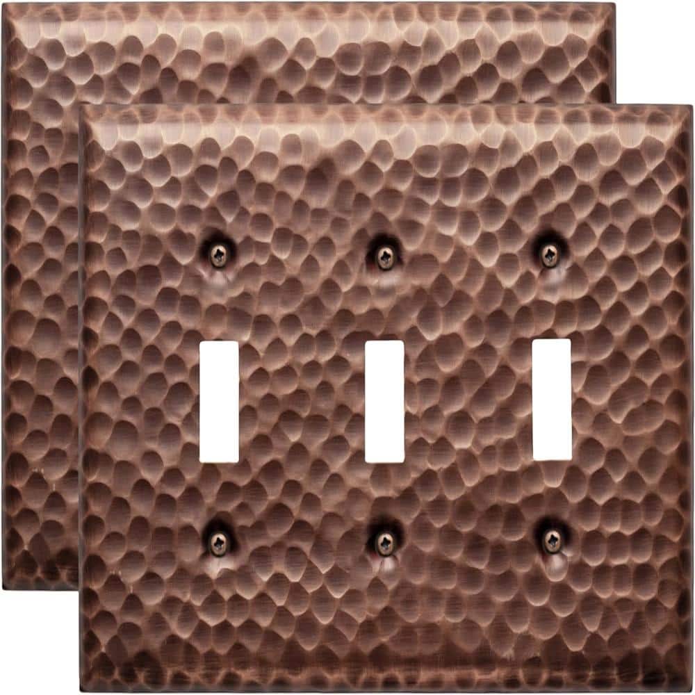Hand Hammered 3-Gang Antique Copper Finish Triple Switch / Toggle Metal Wall Plate (2-Pack) price history on PriceWatchPro