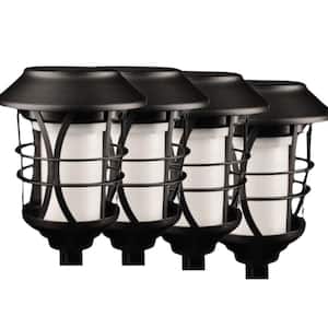 4 Pack Black Metal Solar Flame Torches Waterproof Outdoor Heavy Duty Pathway Landscape Lights