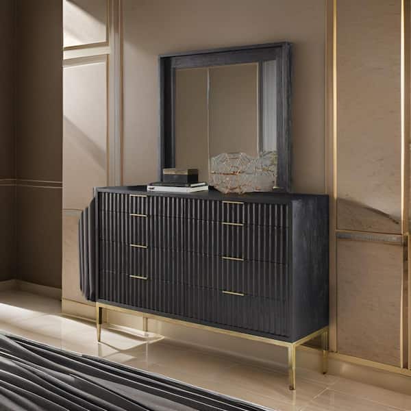 Benjara Black 42 in. W x 38 in. H Modern Square Wood Dresser