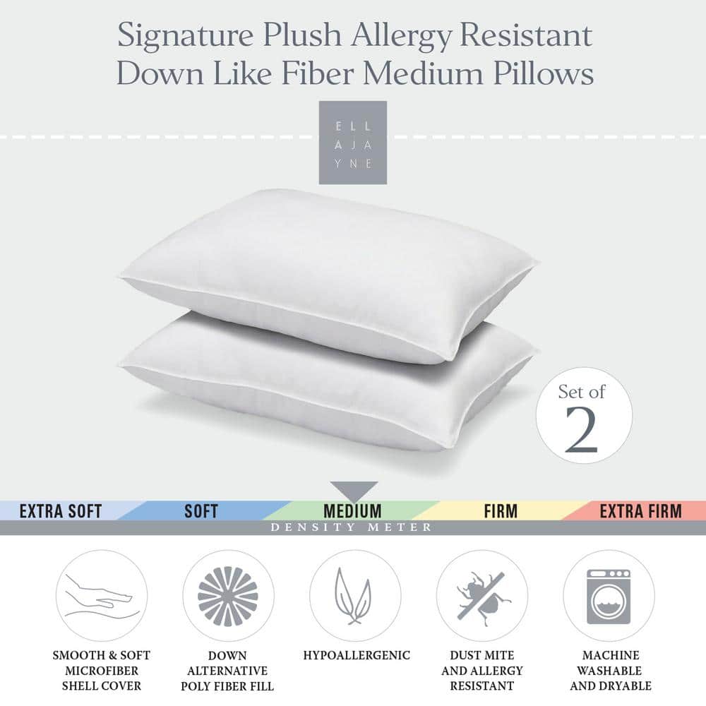 Ella Jayne White Hypoallergenic Down Alternative Queen Pillow Set