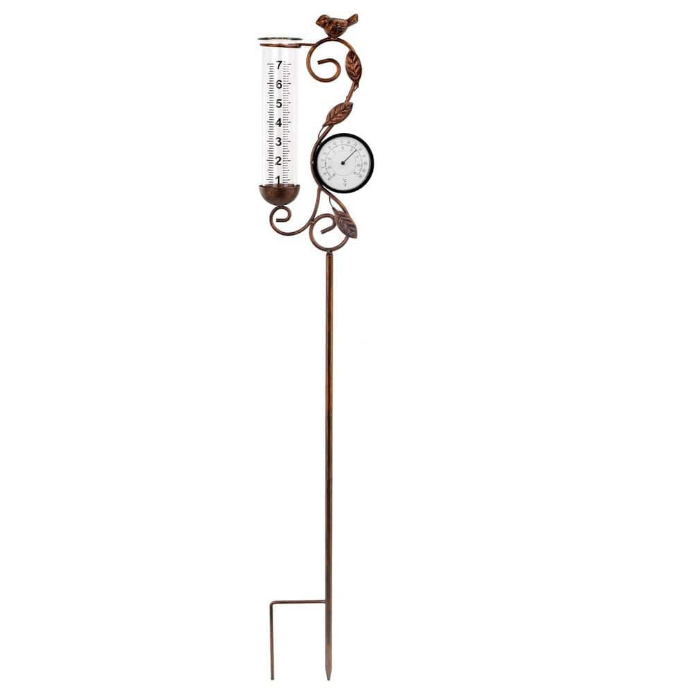 "Bird Design 32"" Metal Rain Gauge with Thermometer - 7"" Glass Tube for Garden Patio Yard Decor" price history on PriceWatchPro