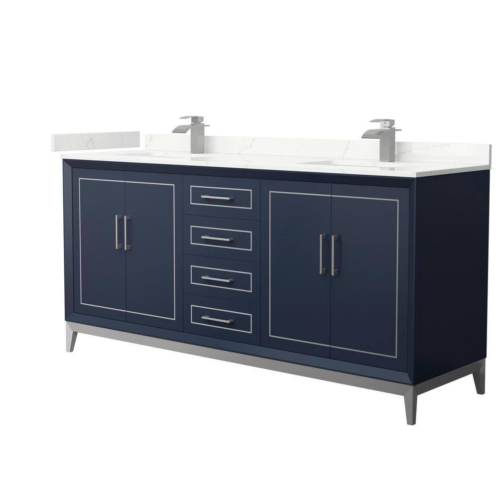 Marlena 72 in. W x 22 in. D x 35.25 in. H Double Bath Vanity in Dark Blue with Giotto Quartz Top price history on PriceWatchPro