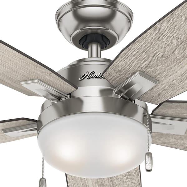 Hunter Fan 54 in Casual Brushed Nickel Ceiling Fan with Light Kit and Pull Chain 