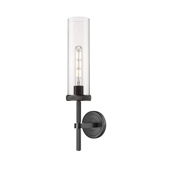 Innovations Lincoln 3.5 in. 1-Light Matte Black Wall Sconce with Glass Shade