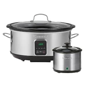 Programmable 7 qt. (6.6L) Slow Cooker with Dipper Sauce-Warmer, Black and Stainless Steel