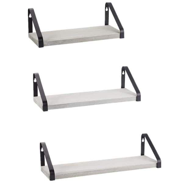 Oumilen Simple and Atmospheric Wall-Mounted Floating Shelf, Rustic Wooden Wall Shelves, Room Decoration, Storage (Set of 3)
