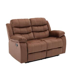 Loveseats 56.3 in Brown Polyester 2 Seats Loveseats Arm loveseat Microfiber sofa Recliner with Reclining Function