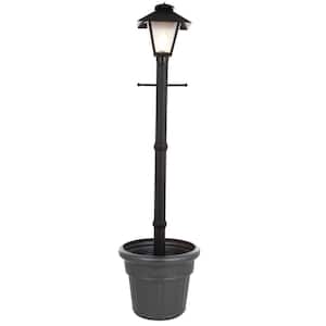 Cape Cod Plug-In Outdoor Black Post Lantern with Planter