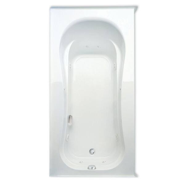 Aquatic Vecelli 72 in. Acrylic Left Drain Rectangular Alcove Whirlpool Bathtub in White