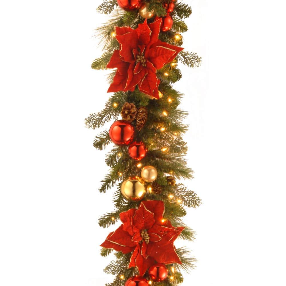 Decorative Collection 9 ft. Home for the Holidays Garland with Clear Lights