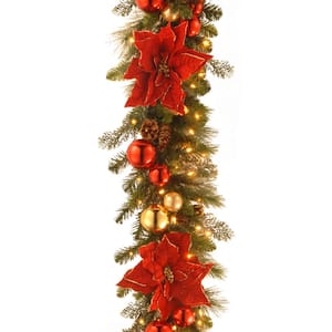 Decorative Collection 9 ft. Home for the Holidays Garland with Clear Lights