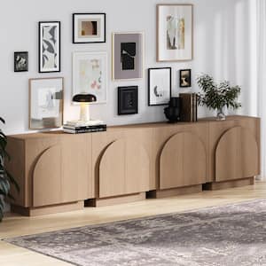 Iris Brushed Light Brown 31 in. H Storage Cabinet with Arched Doors for Kitchen or Living Room (Set of 4)