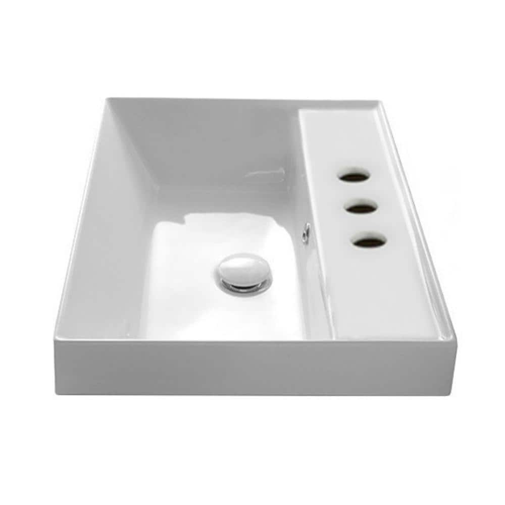 Teorema 17.3'' White Ceramic Rectangular Bathroom Sink with Overflow
