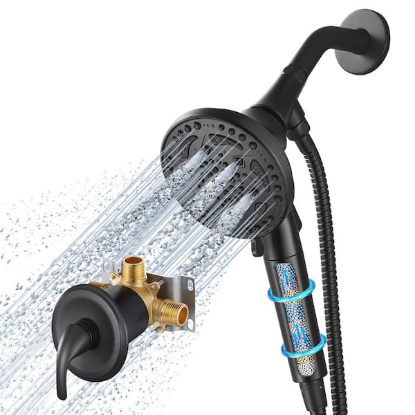 Heemli Filtered Single Handle 7-Spray Patterns Shower Faucet 1.8 GPM with Adjustable Stream in Matte Black (Valve Included)