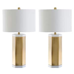 Alya 28 in. White/Brass Gold Table Lamp with White Shade (Set of 2)