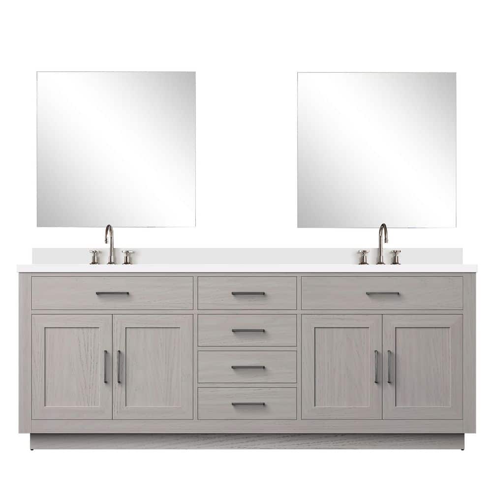 Condor 84 in W x 22 in D White Oak Double Bath Vanity with White Quartz Top, 34 in Mirrors and Faucet Set price history on PriceWatchPro