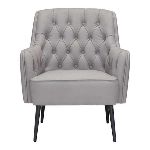 HomeRoots Gray Arm Chair Set of 1 with Tufted Cushions