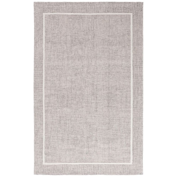 Ebony 4 ft. x 6 ft. Gray/Ivory Modern Solid Border Area Rug