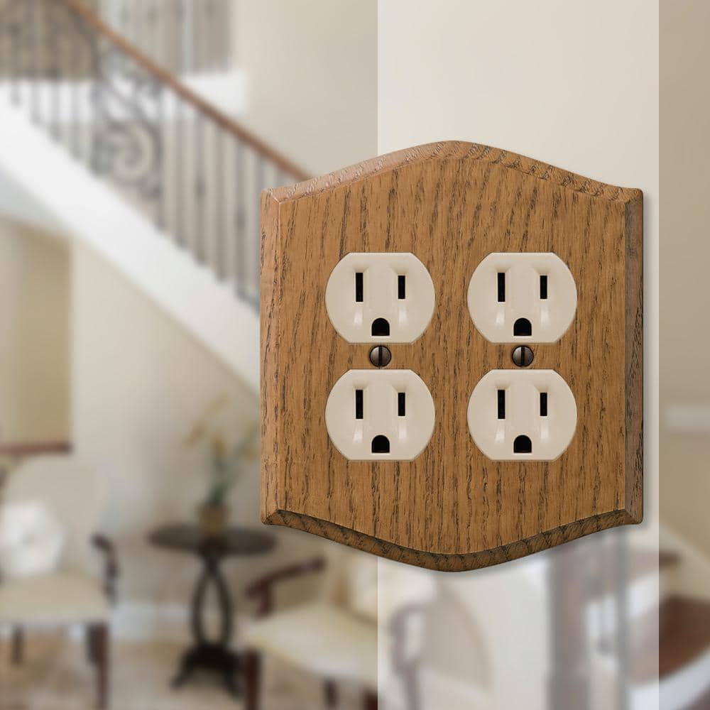 Amerelle Medium Oak 2-Gang Duplex Wall Plate